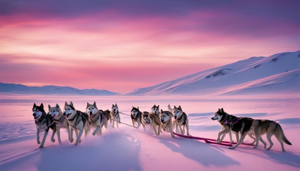 Dogs in Arctic Illustration