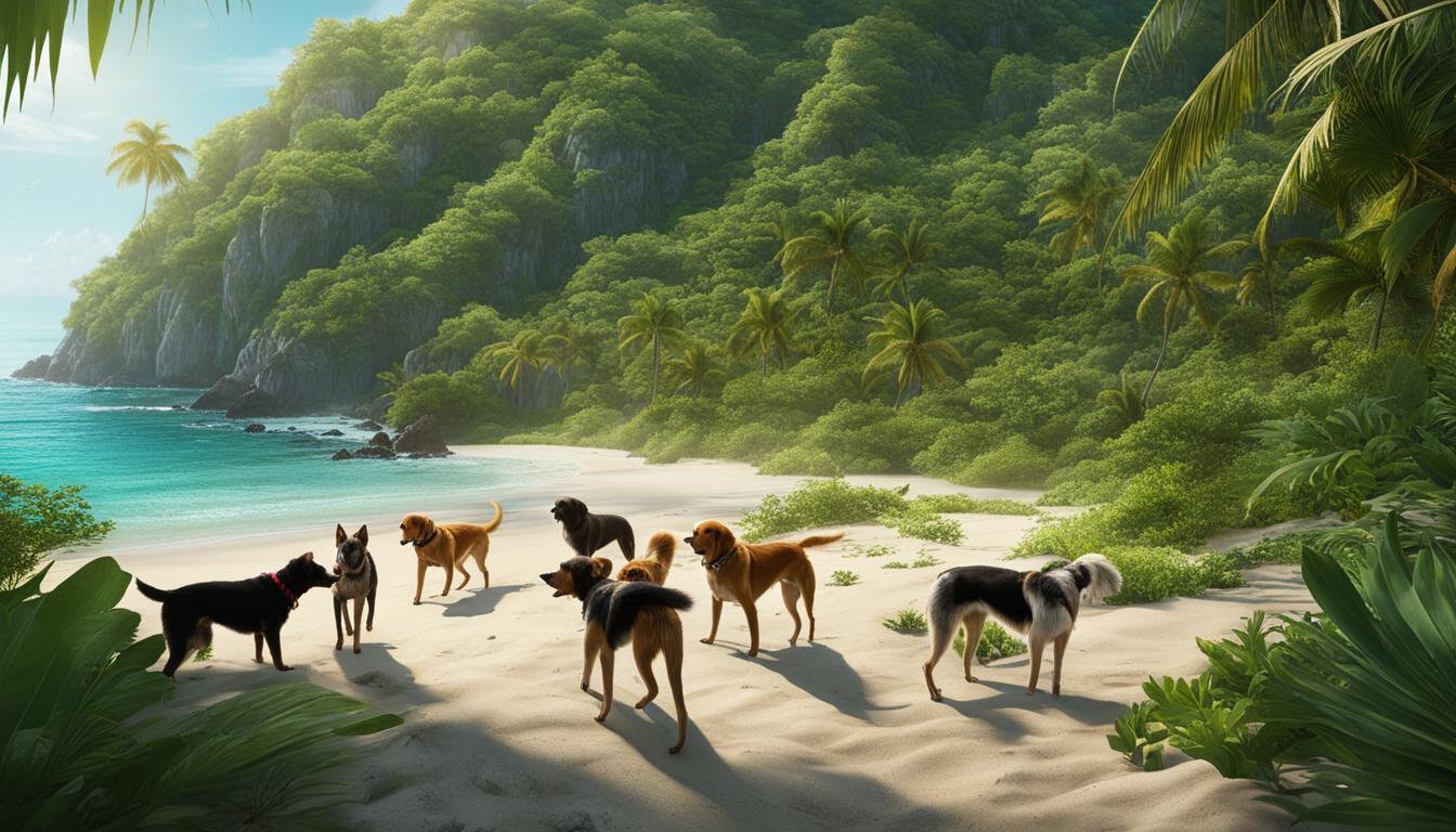 Dogs in Remote Island Exploration
