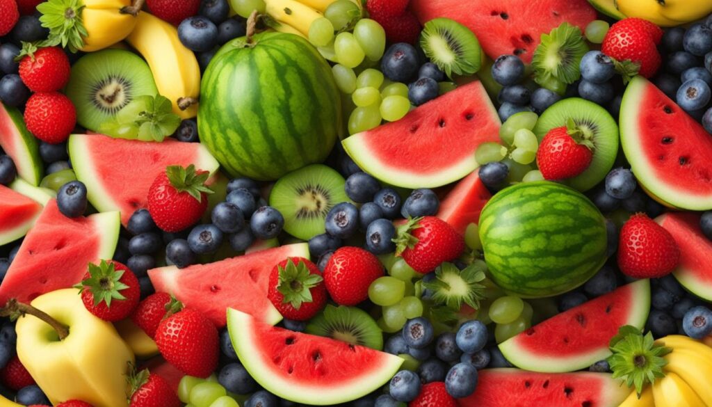 Variety of fruits for dogs
