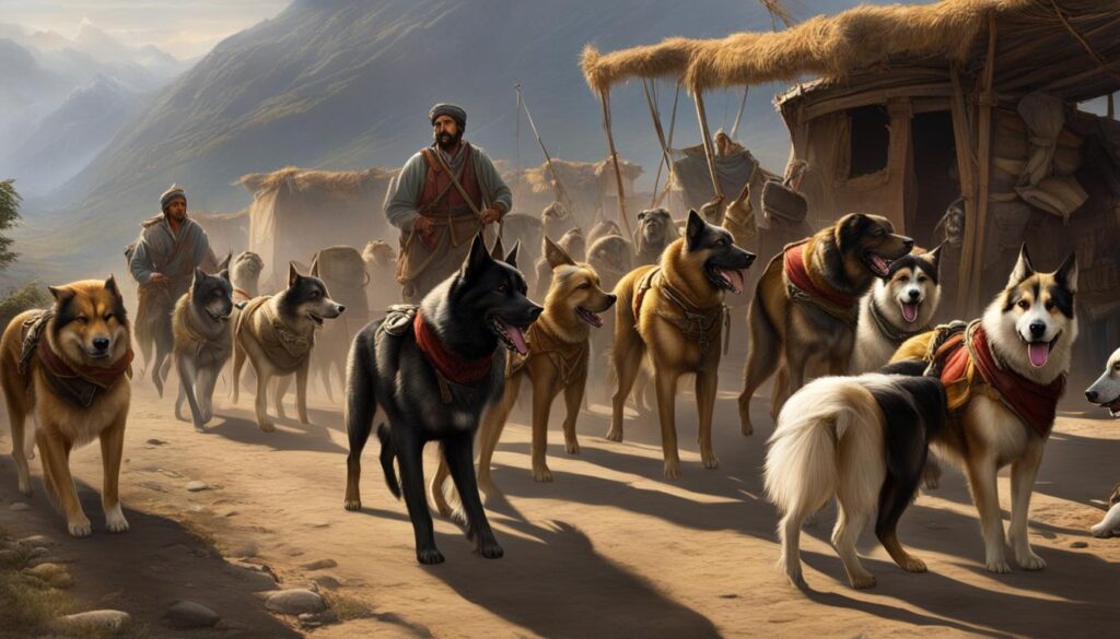 dogs protecting Silk Road traders