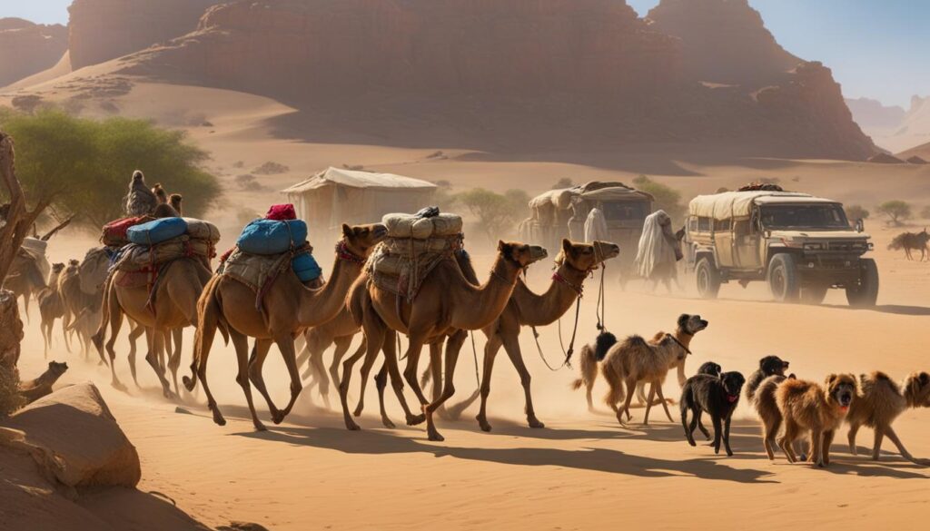 canine companions in African caravan travels