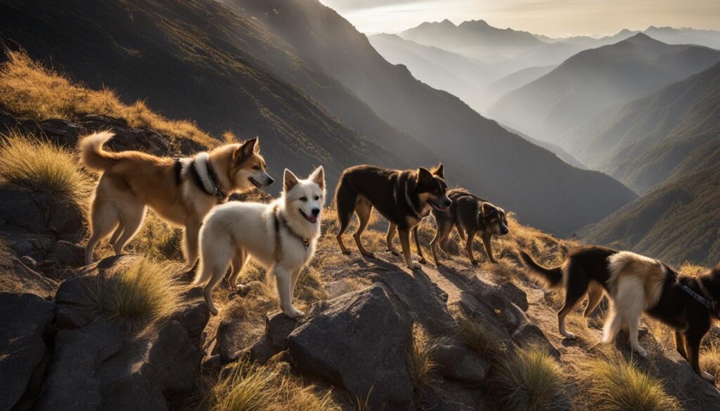 dogs aiding in Andean terrain navigation